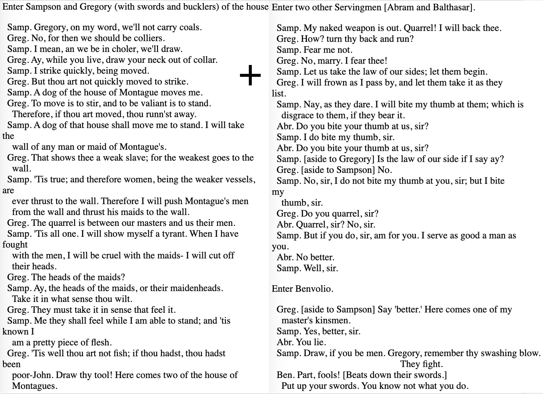 The first two pages of *Romeo and Juliet*.